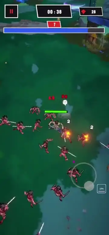 Ilavath gameplay: a hero fighting a horde